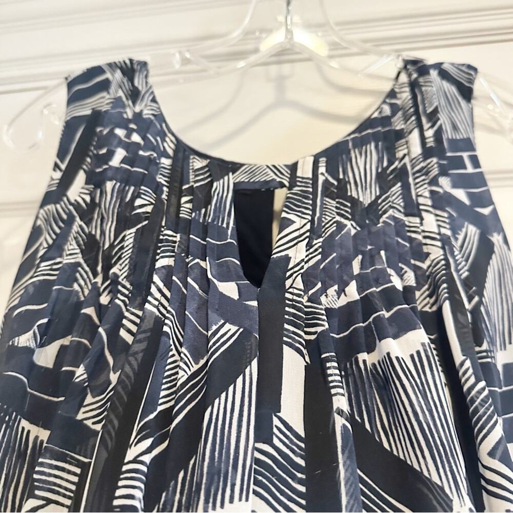 ALFANI Sleeveless Tunic Blue White Print Summer Hi low Flowy Loose Fit LARGE - Picture 4 of 11